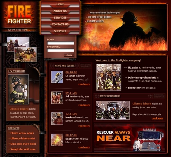 消防战士专题介绍网页模板