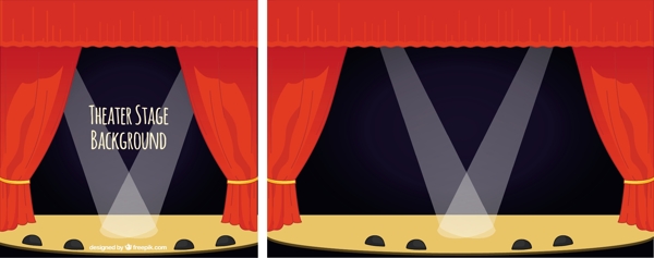 剧院舞台背景有窗帘和聚光灯