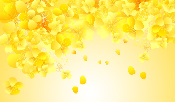 黄色花朵电视背景墙