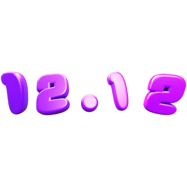双十二紫色渐变立体C4D12.12数字艺术字