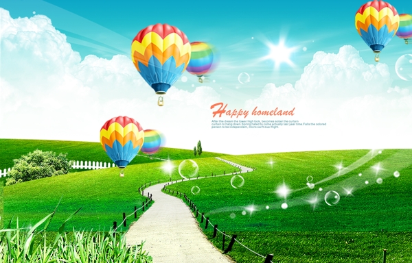 热气球平面设计分层素材PSD源文件0042