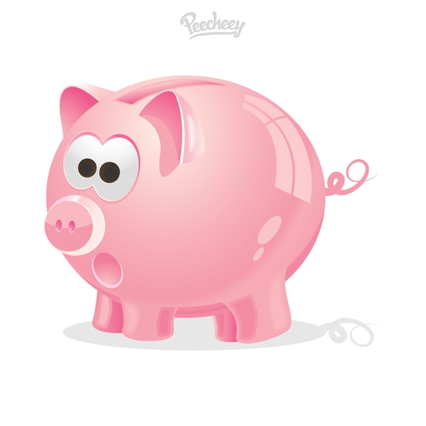 粉红猪储蓄罐矢量图
