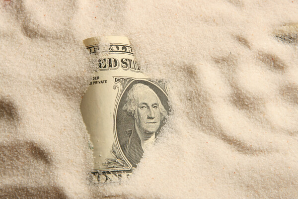 沙子里的美元图片