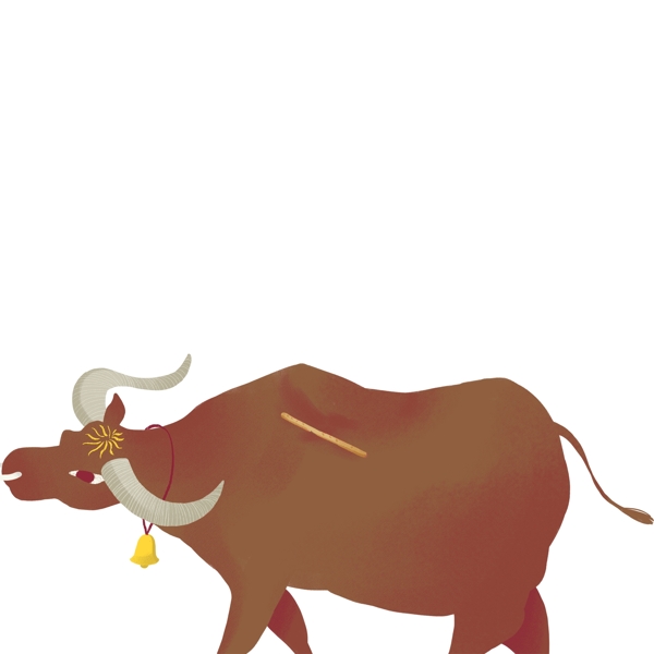 卡通红色的小牛免抠图