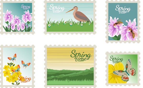 创意春天元素邮票