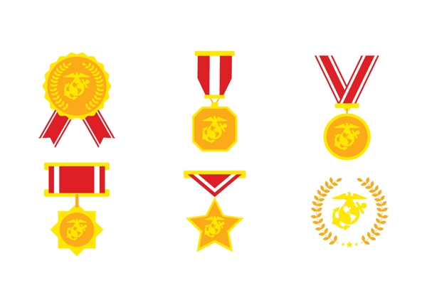 金黄色徽章奖章设计素材图片