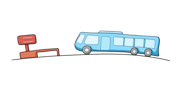 蓝色公交站分割线插画