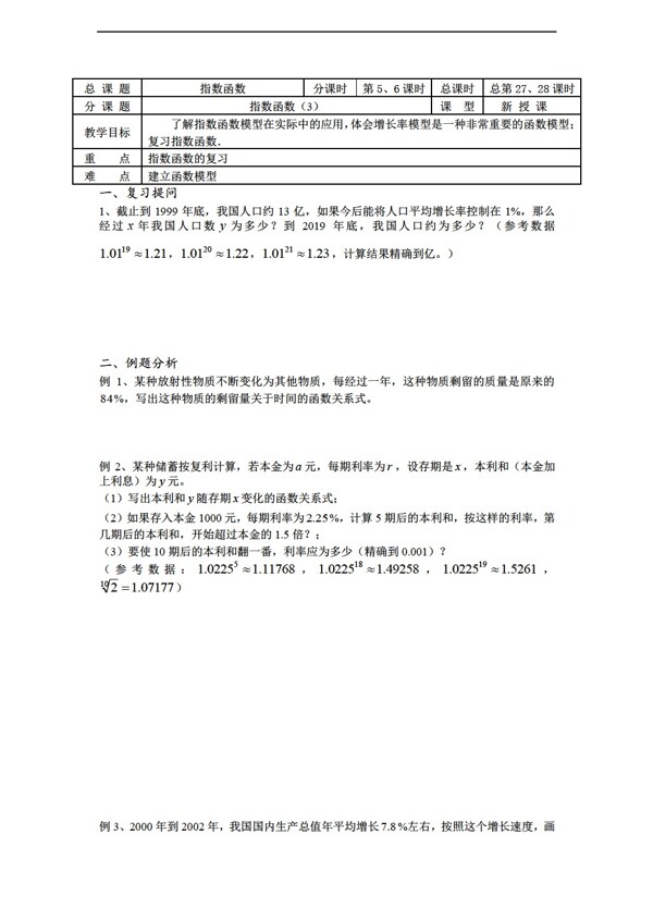 数学苏教版溧水县第二高级中学教学案必修1第2728课时指数函数3