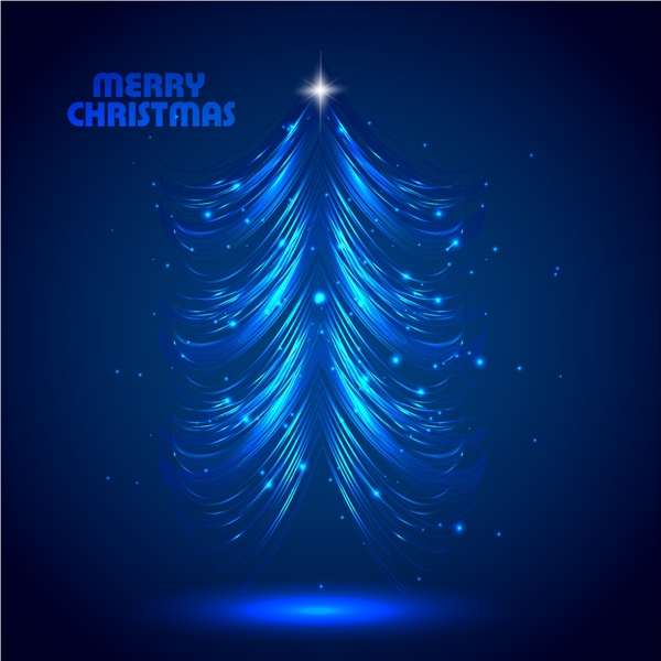 蓝色圣诞树卡片封面海报