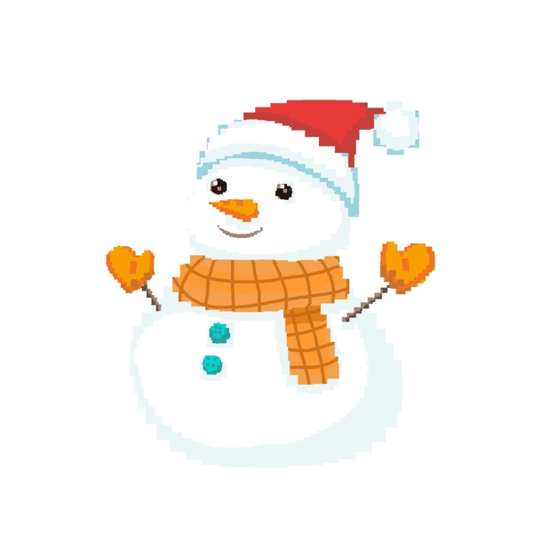 圣诞节微笑雪人像素化设计可商用元素
