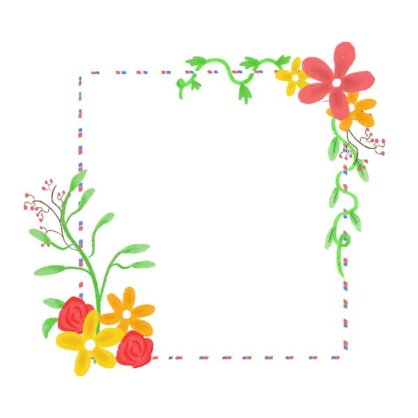 手绘花朵花卉植物绿植边框素材1