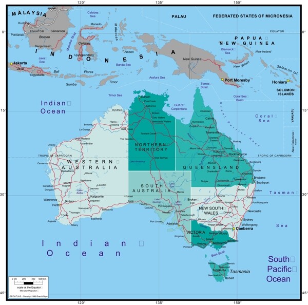 矢量澳大利亚地图矢量素材政治版图