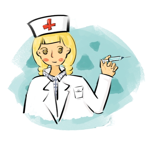 女护士卡通手绘欧美风可爱可商用元素
