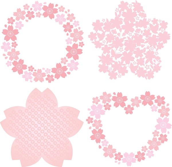 粉红花朵边框矢量图