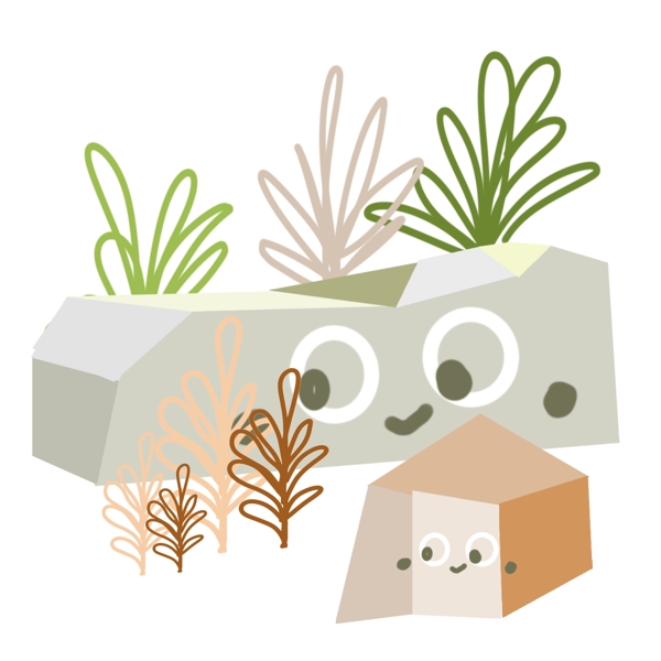 可爱的石头和植物