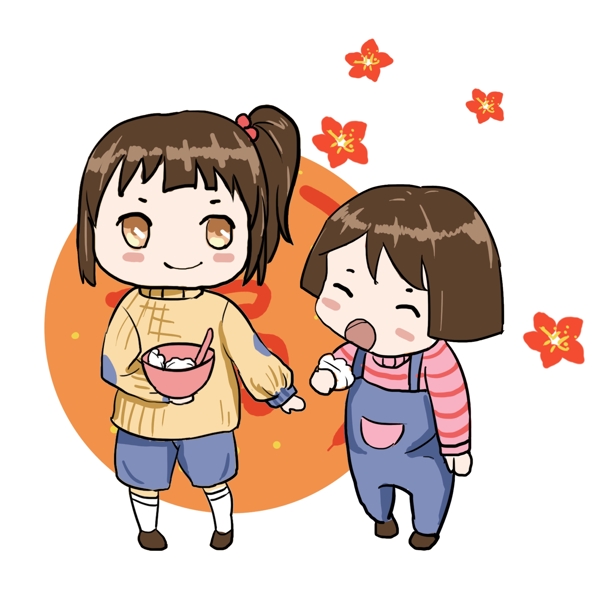 可爱姐妹春节吃饺子