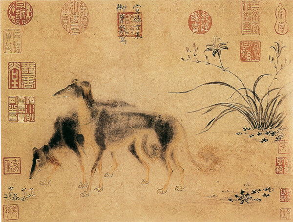 动物植物喜鹊白鹤牡丹花中国风中华艺术绘画