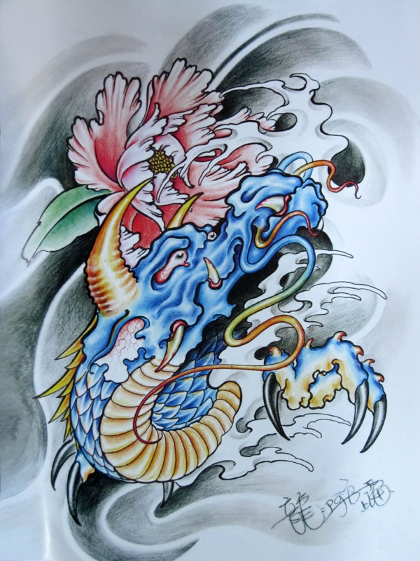 阿亮传统刺青画集芙蓉与蛟龙彩图片