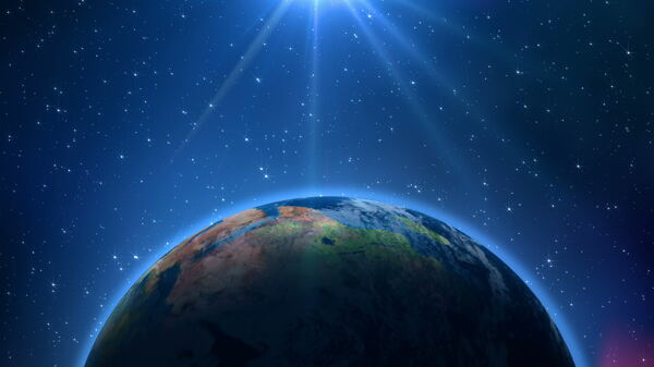 地球在闪烁的夜空背景旋转运动视频免费下载