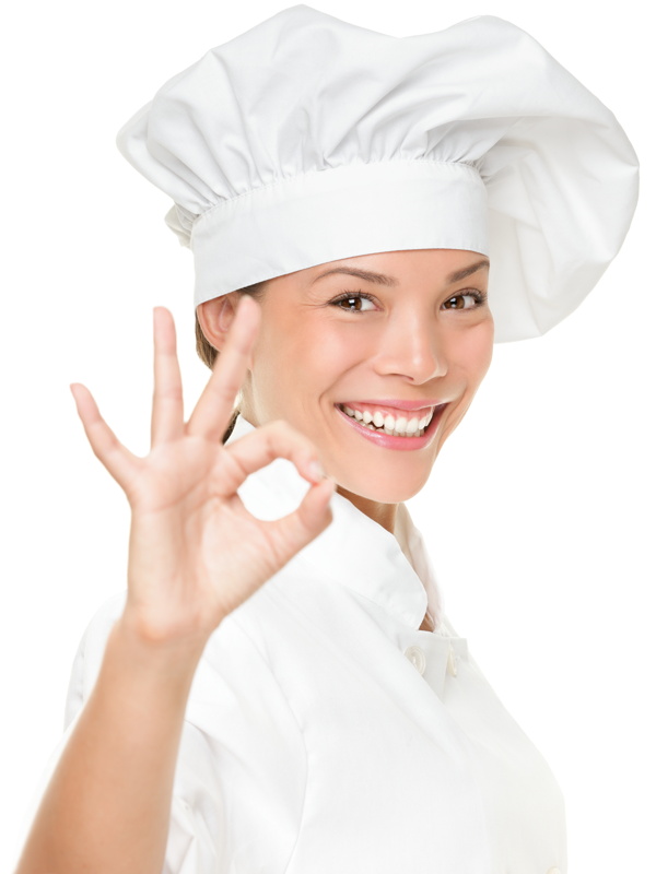 做OK手势微笑的女厨师图片