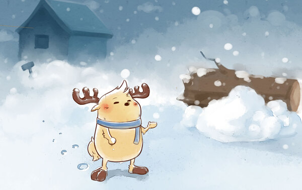 鹿小漫手绘下雪