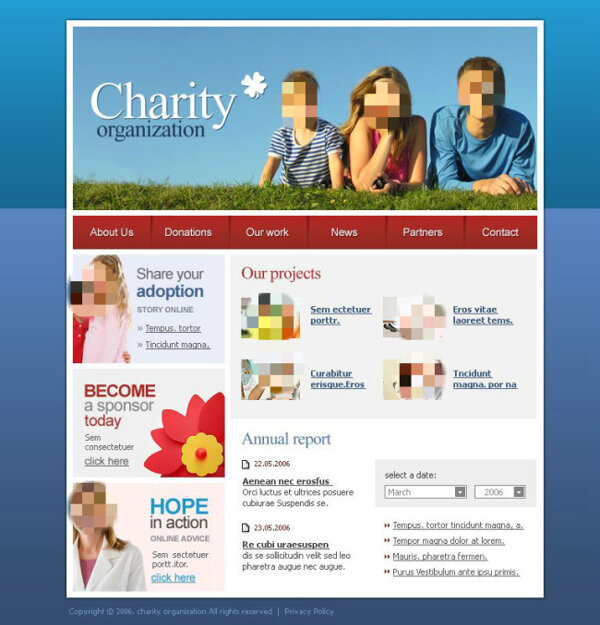 慈善机构网页psd模板