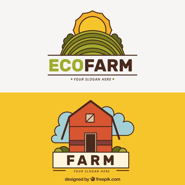手绘生态农场徽标图片