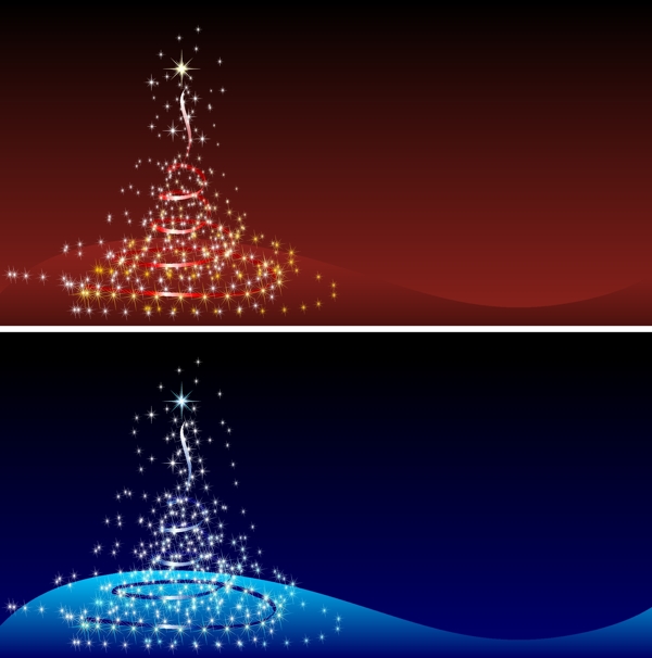 2款精美闪光圣诞树矢量图