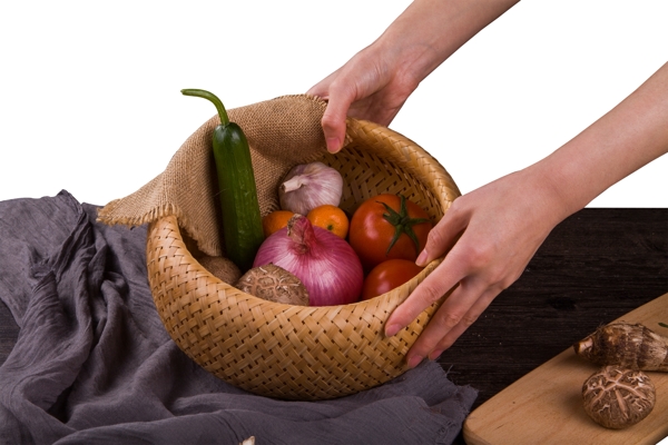 蔬菜水果篮子桌布实物