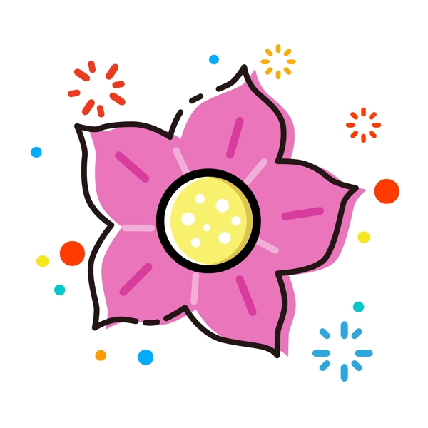 MBE卡通手绘粉色桃花花朵植物矢量
