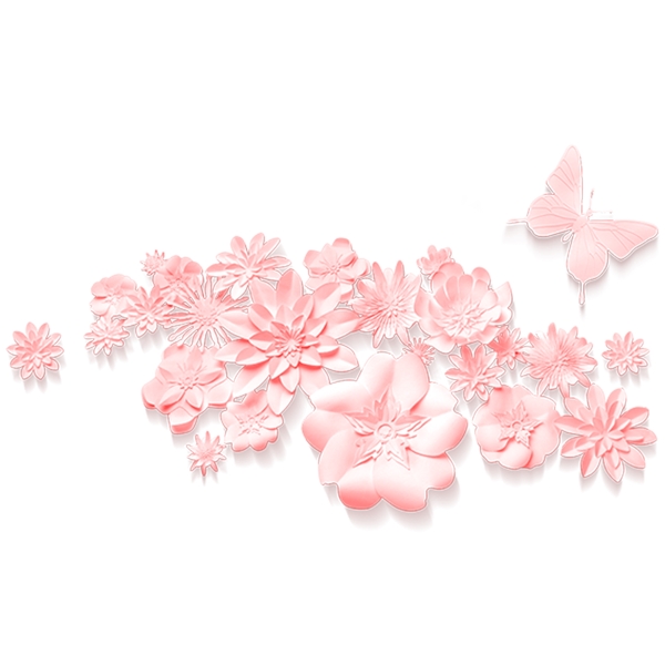粉色花朵和蝴蝶素材