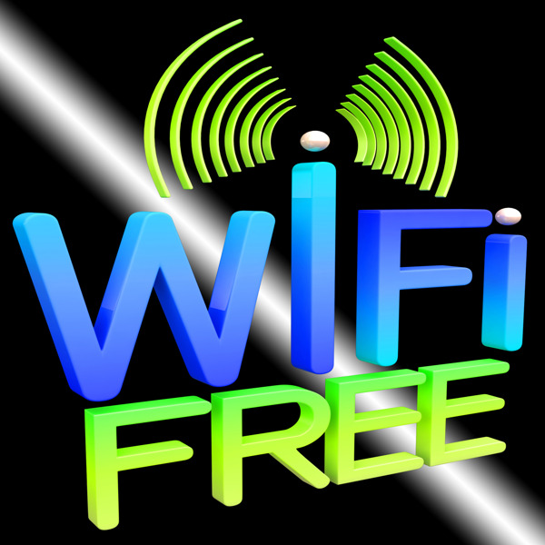 明亮的WiFi网络符号显示覆盖或连接