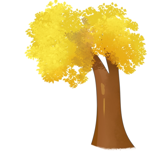 手绘一棵黄色枫树