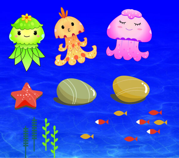 矢量水母海底动物