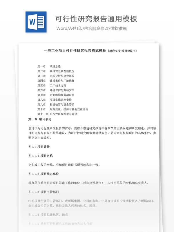 可行性研究报告通用模板