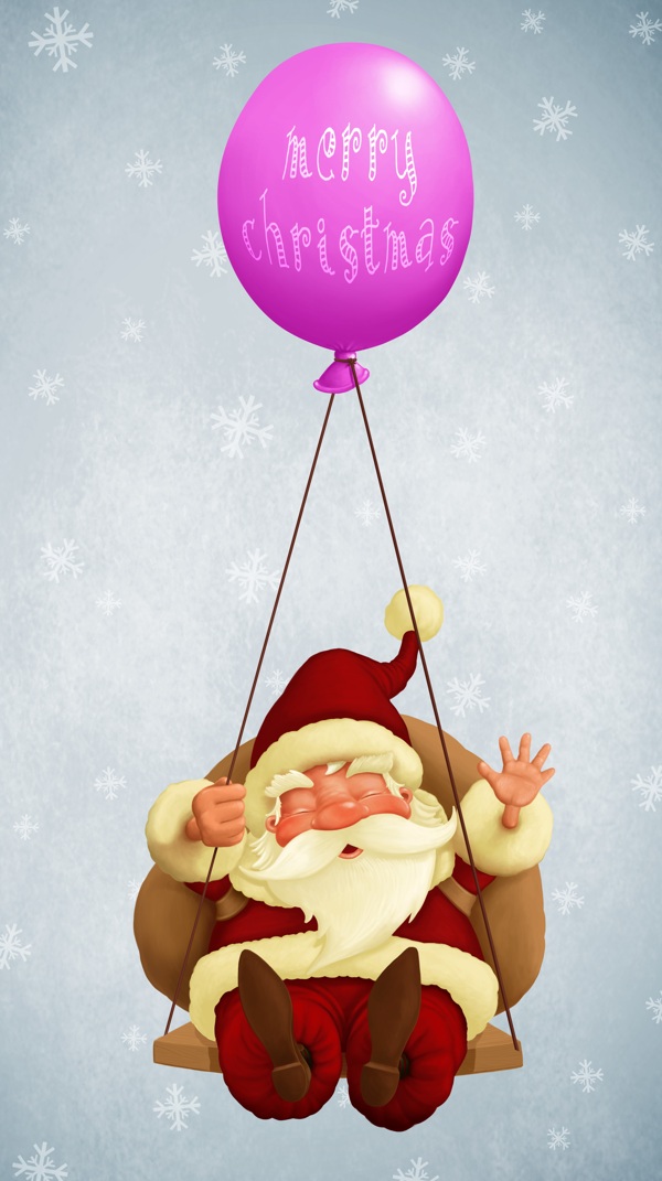 气球下的圣诞老人图片