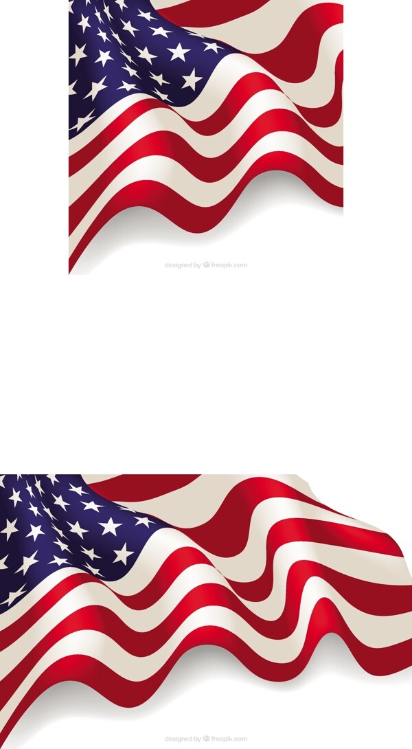 写实风格波状美国国旗矢量素材