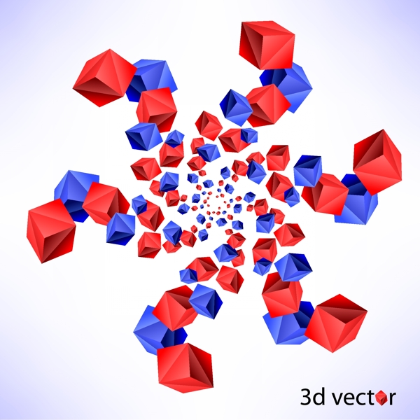 矢量动感3D立方体幻彩图形设计