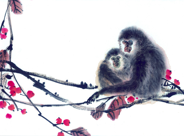 猴十二生肖中国画0050