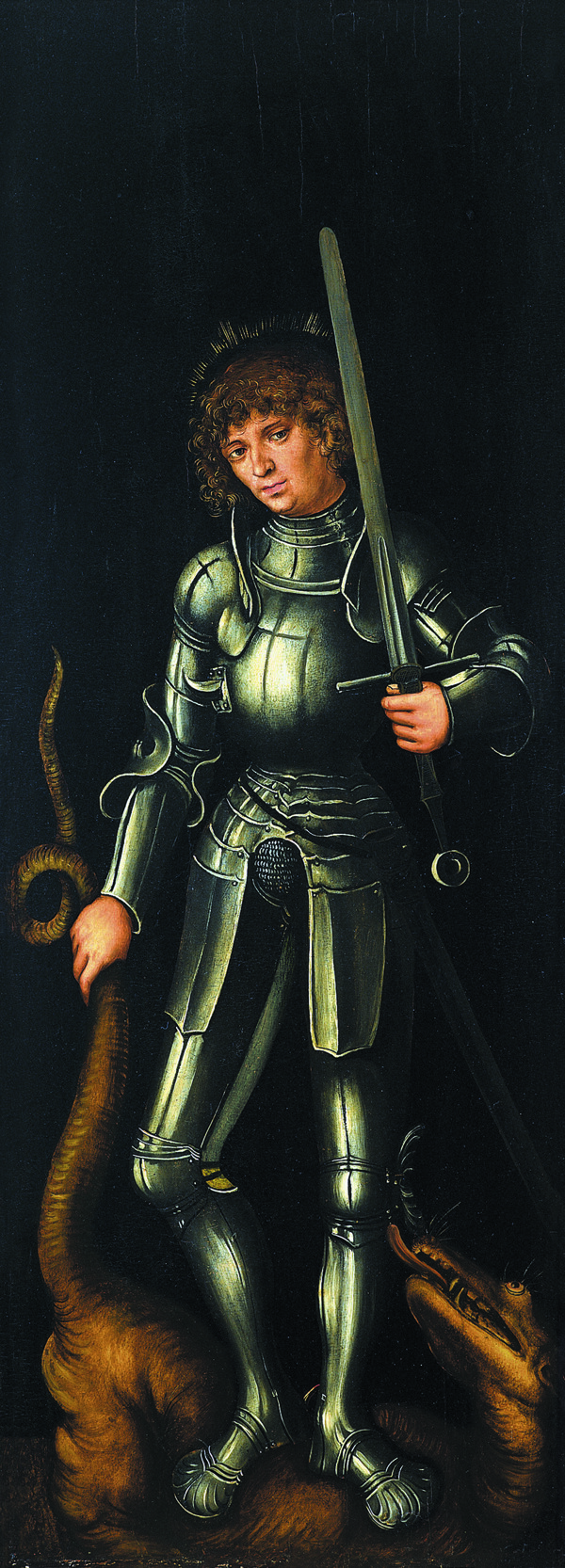 LucasCranachSaintGeorgeexteriorrightwing1514德国画家大卢卡斯克拉纳赫lucascranachtheelder文艺复兴人物人体油