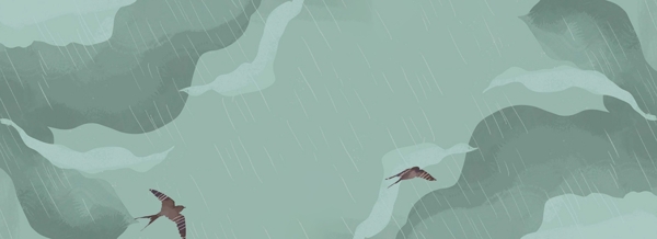手绘海燕雨中飞翔背景图