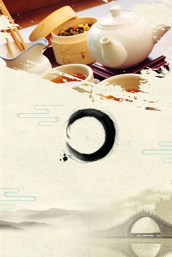 古典茶叶文化海报背景设计