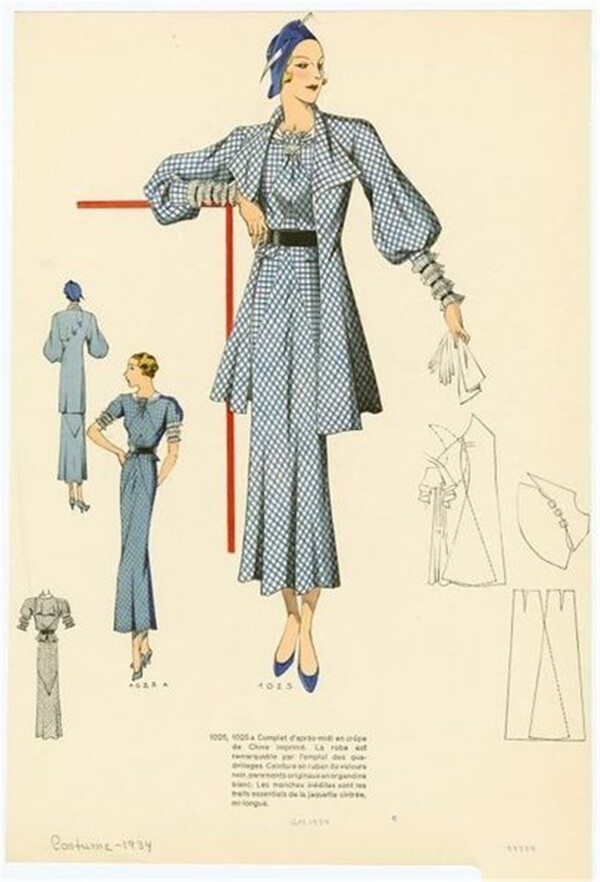 浅蓝色欧式女装设计图