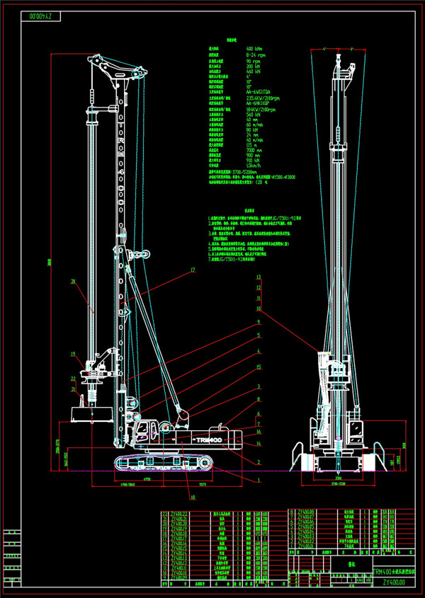 挖钻机CAD机械图纸
