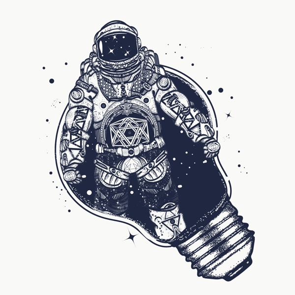 灯泡发光宇航员太空