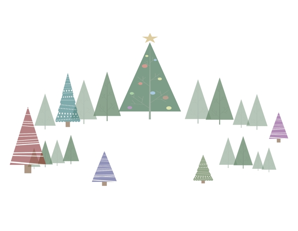 卡通圣诞树树林元素