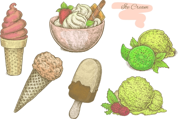 冰淇淋矢量图标集