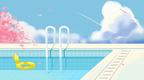 夏季网红风泳池广告背景