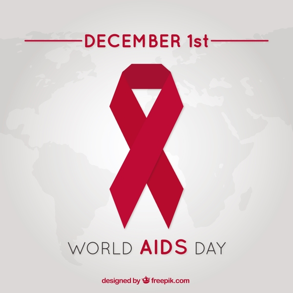 世界艾滋病日背景与红丝带在平面设计