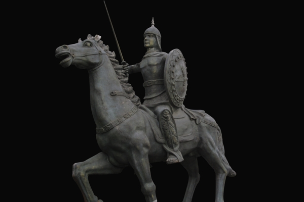骑马的武士雕塑psd素材